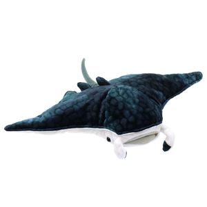 Creation pluche Manta rog knuffeldier - grijs/wit - zwemmend - 42 cm