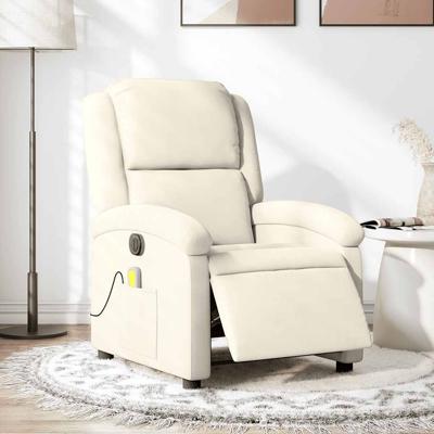 Massagestoel elektrisch verstelbaar fluweel crèmekleurig