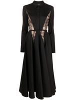 Giambattista Valli robe-chemise mi-longue à détails en dentelle - Noir