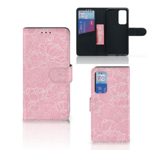 Huawei P40 Hoesje White Flowers