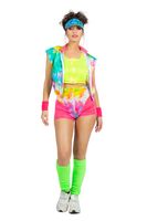 Aerobic Party Outfit Tie Dye Neon Dames - thumbnail