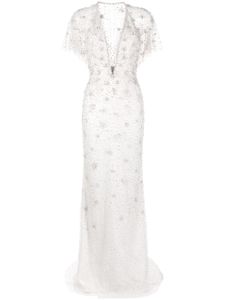 Jenny Packham robe longue Sofie à ornements en cristal - Gris