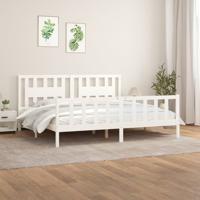 Bedframe met hoofdbord massief grenenhout wit 200x200 cm Bedframe met hoofdbord massief grenenhout wit 200x200 cm