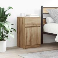 Nachtkastjes 2 st 39x35x65cm bewerkt hout artisanaal eikenkleur
