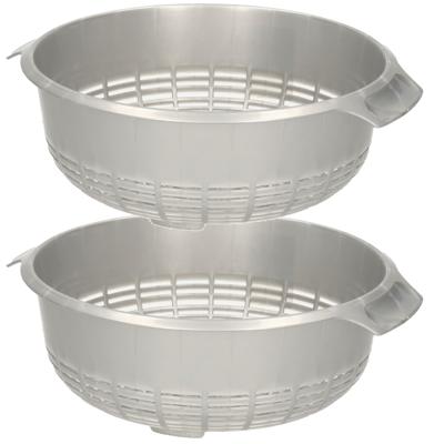 PlasticForte keuken vergiet - 2x - kunststof - zilver - 30 x 27 x 10 cm - afgieten - groente - pasta