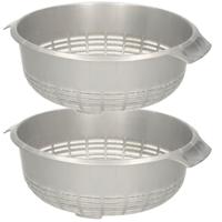 PlasticForte keuken vergiet - 2x - kunststof - zilver - 30 x 27 x 10 cm - afgieten - groente - pasta