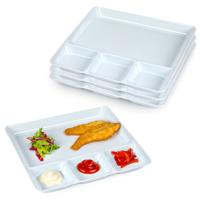 Plasticforte Vakjesborden - 8x stuks - wit - gourmetbord - 4-vaks - kunststof - 26 x 24 cm