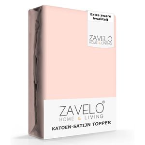 Zavelo Deluxe Katoen-Satijn Topper Hoeslaken Roze-1-persoons (90x220 cm)