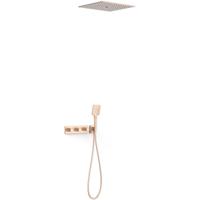 Regendouche set Tres B-System | Inbouw | Thermostaatkraan | 3-weg | Rechthoekig | 24k Rose goud mat