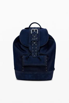 Middelgrote omkeerbare denim rugzak in buideltasstijl - BLUE - U