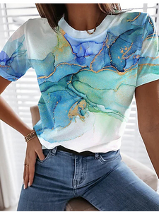 Ombre Crew Neck Casual Short Sleeve T-Shirt