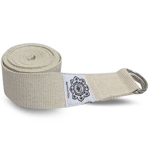 Katoenen Yoga Riem Wit met D-Ring - 248 cm