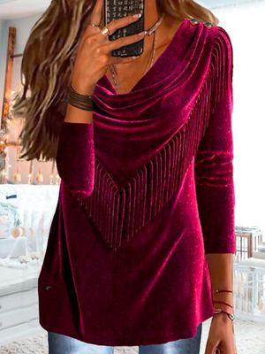 Loose Plain V Neck Party tunic Top