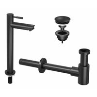 INK 2A Fonteinkraanset - staande Fonteinkraan - hoog - always open - plug en designSifon - zwart mat 9902411