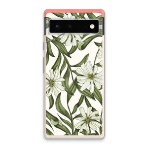 Wit bloemenpatroon: Google Pixel 6 Transparant Hoesje
