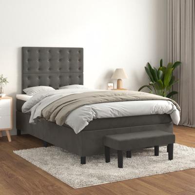 Boxspring met matras fluweel donkergrijs 120x200 cm