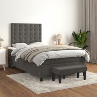 Boxspring met matras fluweel donkergrijs 120x200 cm