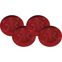 Set van 8x stuks kerstdiner onderborden rond rood glimmend 33 cm