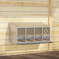 VidaXL Kippennestkast met 4 vakken gegalvaniseerd metaal zilverkleurig