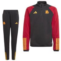 adidas AS Roma Trainingspak 1/4-Zip 2023-2024 Kids Zwart Geel Donkerrood - thumbnail