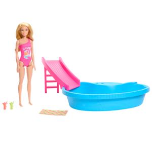 Mattel Blonde pop met zwembad en glijbaan pop