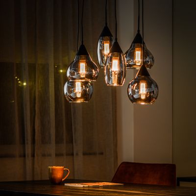 BASE Hanglamp 'Nino' 6-lamps, kleur Smoke