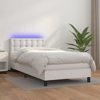 Boxspring met matras en LED kunstleer wit 90x200 cm