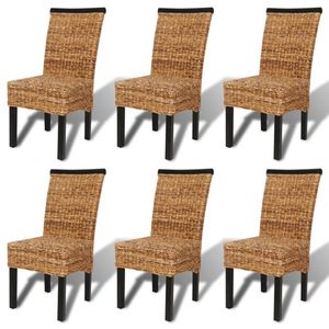 The Living Store Abaca Eetkamerstoelen - Handgemaakt - Set van 6 - 47 x 50 x 97 cm - Bruin