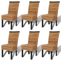 The Living Store Abaca Eetkamerstoelen - Handgemaakt - Set van 6 - 47 x 50 x 97 cm - Bruin - thumbnail