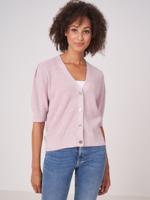 Cardigan met korte mouwen van katoen-cashmere melange
