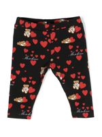 Moschino Kids legging en coton stretch à imprimé cœurs - Noir - thumbnail