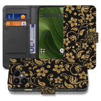 Fairphone 6 | Bookcase | Hoesje Gouden Bloemen Met Pasjesvak