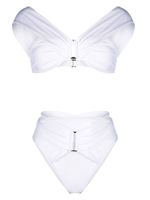 Noire Swimwear bikini froncé à taille haute - Blanc - thumbnail