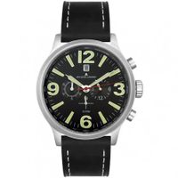 Horlogeband Jacques Lemans 1-1258 Leder Zwart 24mm - thumbnail