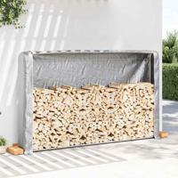 VidaXL Haardhoutrek met regenhoes 250x25x150 cm gegalvaniseerd staal