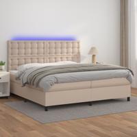 Boxspring met matras en LED kunstleer cappuccinokleur 200x200cm