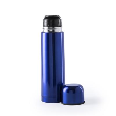 Thermosfles - 500 ml - blauw - RVS - schroefdop als beker - 25 cm - isoleerfles