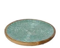 Onderbord Mangohout Blauw Ø30cm Onderbord Mangohout Blauw Ø30cm