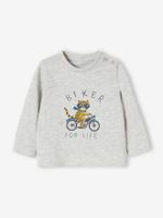Decoratief T-shirt babyjongen grijs gechineerd - thumbnail