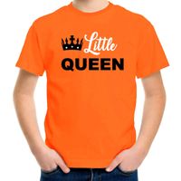 Little queen t-shirt oranje voor kinderen - Koningsdag outfit XL (158-164)  -