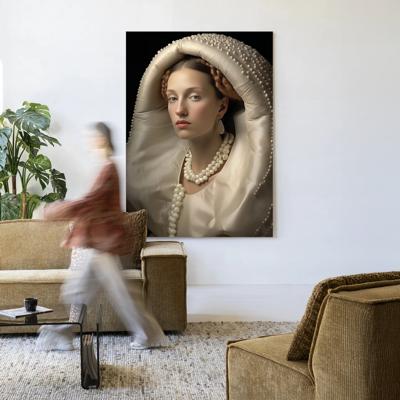 Urban Cotton Wandkleed 'Queen Of Pearls' 145 x 190cm in Frame - black