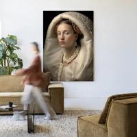Urban Cotton Wandkleed 'Queen Of Pearls' 145 x 190cm in Frame - black