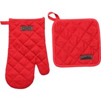 Luance Ovenwant set met pannenlap - rood - katoen - 18 x 28 cm - chef - keukenbenodigdheden