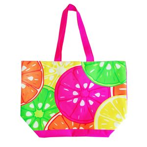 Damestas strandtas fruitprint 58 cm