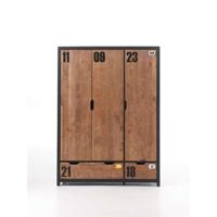 Leen Bakker - Vipack 3-deurs Kledingkast Alex - Bruin - 200x147,4x55 Cm - Hout/MDF - Bruin#Zwart - 147.4x200x55 Cm