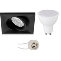 Mat Zwarte LED Inbouwspot Set - GU10 Fitting - 4W - 6400K - Kantelbaar