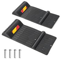 Set van 2 Anti-Slip Wielstops voor in de Garage Parkeerhulpmat met Waarschuwingsstrook Bandengeleider voor Voertuigen Zwart