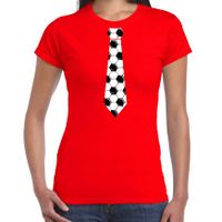 Rood supporter t-shirt voetbal stropdas EK/ WK voor dames - thumbnail