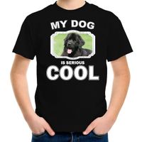 Newfoundlander honden t-shirt my dog is serious cool zwart voor kinderen