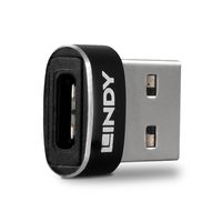 Lindy 41884 USB A USB C Zwart, Metallic kabeladapter/verloopstukje - thumbnail